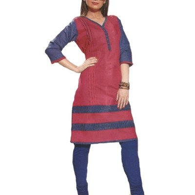 Generic Women's Cotton Kurtis (Maroon, L)