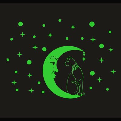 Generic Green Galaxy Of Stars With Moon Radium Night Glow Wall Sticker