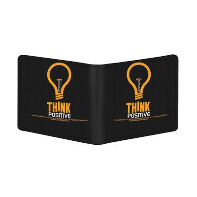 Generic Think Positive Design Black Canvas, Artificial Leather Wallet