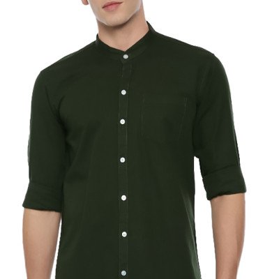 Generic Men's Cotton Slim Fit Casual Shirt (Material: Cotton, (Color:Green)