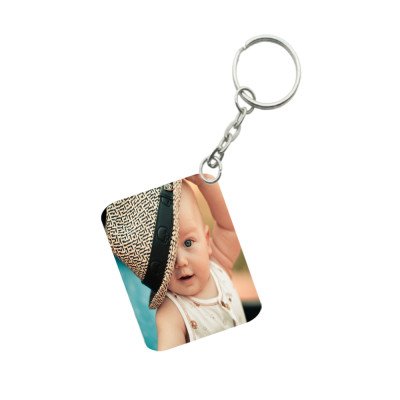 Generic Pack Of 3_ Baby With Cap One Side Printed Rectangle Designer Keychain (Musterd)