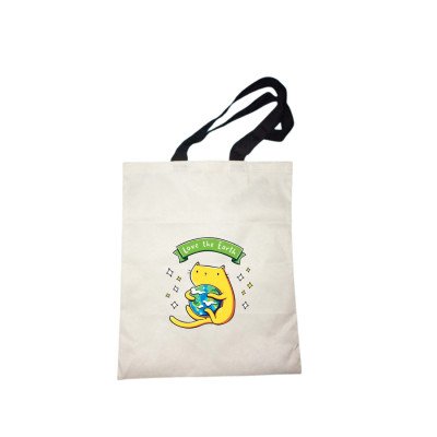 Generic Pack Of 2_ Love The Earth Printed Canvas Reusable Shopping & Grocery Carry bag (White)