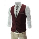 Maroon Color Classy Solid Polycotton Men's Waistcoat